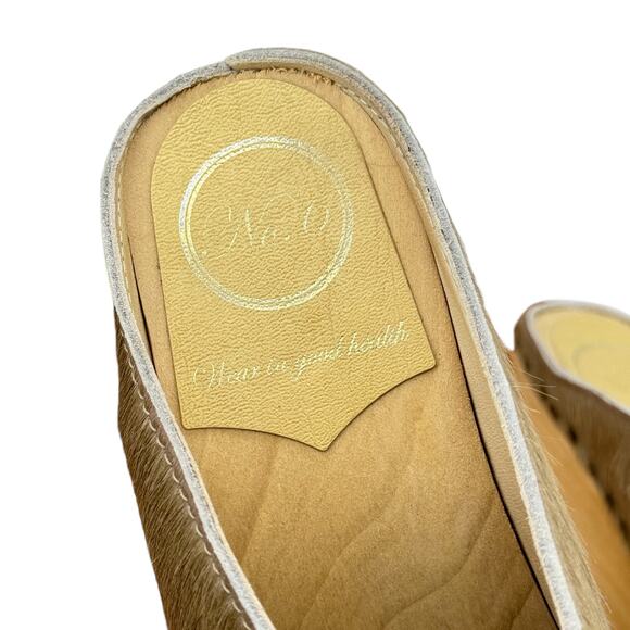 No. 6 New School Clog Wedge 39 9 Horsehair Brown Tan Classic Handmade Luxe Wood - Picture 9 of 9